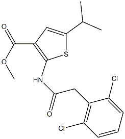 methyl 2-{[(2,6-dichlorophenyl)acetyl]amino}-5-isopropyl-3-thiophenecarboxylate Struktur