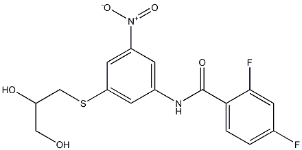 N-{3-[(2,3-dihydroxypropyl)sulfanyl]-5-nitrophenyl}-2,4-difluorobenzamide Struktur