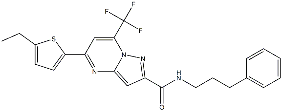 5-(5-ethyl-2-thienyl)-N-(3-phenylpropyl)-7-(trifluoromethyl)pyrazolo[1,5-a]pyrimidine-2-carboxamide Struktur