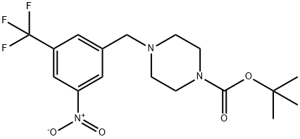 tert-butyl 4-(3-nitro-5-(trifluoromethyl)benzyl)piperazine-1-carboxylate Struktur