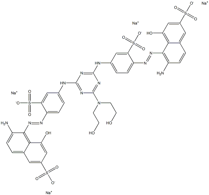 tetrasodium 6-amino-5-[2-(4-{[4-({4-[2-(2-amino-8-hydroxy-6-sulfonaphthalen-1-yl)diazen-1-yl]-3-sulfophenyl}amino)-6-[bis(2-hydroxyethyl)amino]-1,3,5-triazin-2-yl]amino}-2-sulfophenyl)diazen-1-yl]-4-hydroxynaphthalene-2-sulfonate Struktur