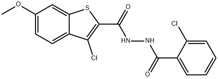 3-chloro-N'-(2-chlorobenzoyl)-6-methoxy-1-benzothiophene-2-carbohydrazide Struktur