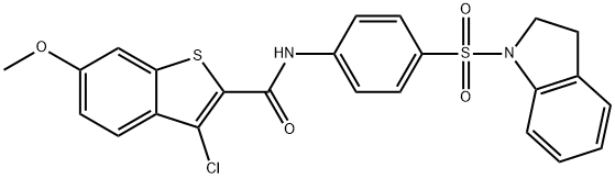 3-chloro-N-[4-(2,3-dihydro-1H-indol-1-ylsulfonyl)phenyl]-6-methoxy-1-benzothiophene-2-carboxamide Struktur