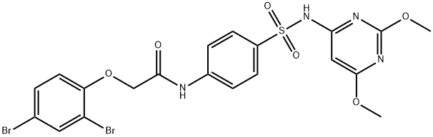 2-(2,4-dibromophenoxy)-N-(4-{[(2,6-dimethoxy-4-pyrimidinyl)amino]sulfonyl}phenyl)acetamide Struktur