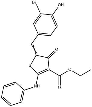 ethyl 2-anilino-5-(3-bromo-4-hydroxybenzylidene)-4-oxo-4,5-dihydrothiophene-3-carboxylate Struktur