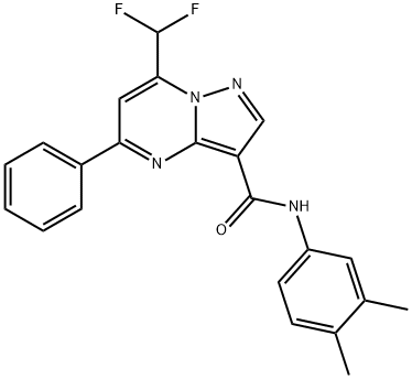 7-(difluoromethyl)-N-(3,4-dimethylphenyl)-5-phenylpyrazolo[1,5-a]pyrimidine-3-carboxamide Struktur