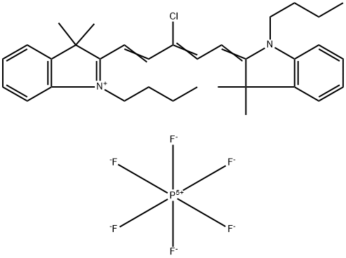 1-Butyl-2-[5-(1-butyl-3,3-dimethyl-1,3-dihydro-indol-2-ylidene)-3-chloro-penta-1,3-dienyl]-3,3-dimethyl-3H-indolium hexafluorophosphate Struktur