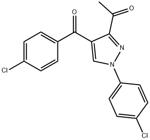 1-[4-(4-chlorobenzoyl)-1-(4-chlorophenyl)-1H-pyrazol-3-yl]ethanone Struktur