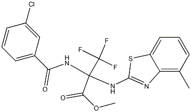 methyl 2-[(3-chlorobenzoyl)amino]-3,3,3-trifluoro-2-[(4-methyl-1,3-benzothiazol-2-yl)amino]propanoate Struktur