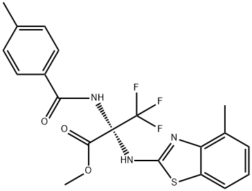 methyl 3,3,3-trifluoro-2-[(4-methyl-1,3-benzothiazol-2-yl)amino]-2-[(4-methylbenzoyl)amino]propanoate Struktur