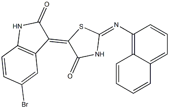 5-bromo-3-[2-(1-naphthylimino)-4-oxo-1,3-thiazolidin-5-ylidene]-1,3-dihydro-2H-indol-2-one Struktur