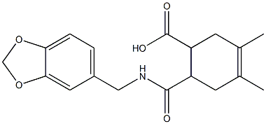 6-{[(1,3-benzodioxol-5-ylmethyl)amino]carbonyl}-3,4-dimethyl-3-cyclohexene-1-carboxylic acid Struktur