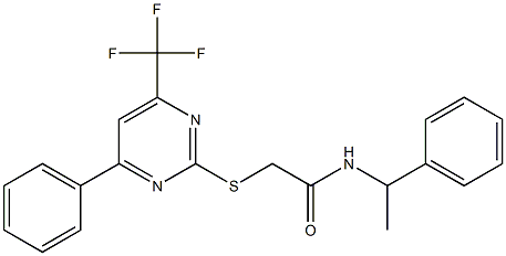 N-(1-phenylethyl)-2-{[4-phenyl-6-(trifluoromethyl)-2-pyrimidinyl]sulfanyl}acetamide Struktur