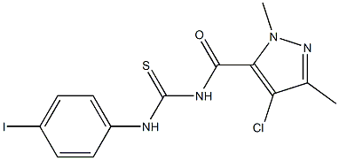 N-[(4-chloro-1,3-dimethyl-1H-pyrazol-5-yl)carbonyl]-N'-(4-iodophenyl)thiourea Struktur