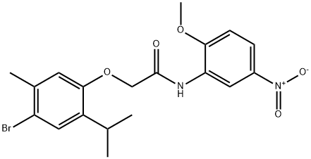 2-(4-bromo-2-isopropyl-5-methylphenoxy)-N-(2-methoxy-5-nitrophenyl)acetamide Struktur