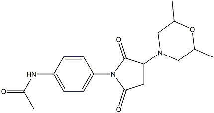 N-{4-[3-(2,6-dimethyl-4-morpholinyl)-2,5-dioxo-1-pyrrolidinyl]phenyl}acetamide Struktur