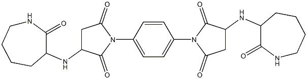 1-(4-{2,5-dioxo-3-[(2-oxoazepan-3-yl)amino]pyrrolidin-1-yl}phenyl)-3-[(2-oxoazepan-3-yl)amino]pyrrolidine-2,5-dione Struktur