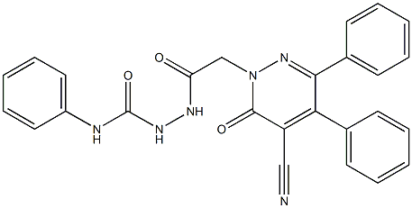 2-[(5-cyano-6-oxo-3,4-diphenyl-1(6H)-pyridazinyl)acetyl]-N-phenylhydrazinecarboxamide Struktur