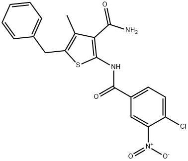 5-benzyl-2-[(4-chloro-3-nitrobenzoyl)amino]-4-methyl-3-thiophenecarboxamide Struktur