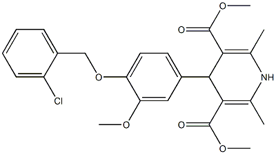 dimethyl 4-{4-[(2-chlorobenzyl)oxy]-3-methoxyphenyl}-2,6-dimethyl-1,4-dihydro-3,5-pyridinedicarboxylate Struktur