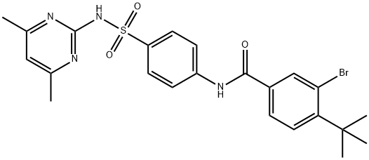 3-bromo-4-(tert-butyl)-N-(4-{[(4,6-dimethyl-2-pyrimidinyl)amino]sulfonyl}phenyl)benzamide Struktur