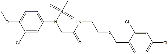 2-[3-chloro-4-methoxy(methylsulfonyl)anilino]-N-{2-[(2,4-dichlorobenzyl)sulfanyl]ethyl}acetamide Struktur