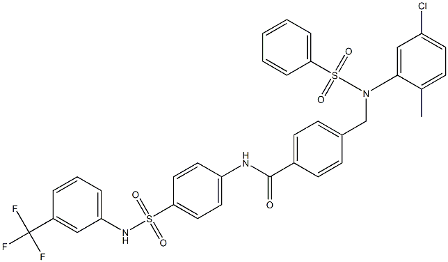 4-{[5-chloro-2-methyl(phenylsulfonyl)anilino]methyl}-N-(4-{[3-(trifluoromethyl)anilino]sulfonyl}phenyl)benzamide Struktur