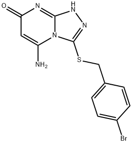 5-amino-3-[(4-bromobenzyl)sulfanyl][1,2,4]triazolo[4,3-a]pyrimidin-7(8H)-one Struktur