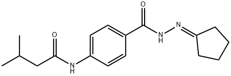 N-{4-[(2-cyclopentylidenehydrazino)carbonyl]phenyl}-3-methylbutanamide Struktur