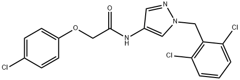 2-(4-chlorophenoxy)-N-[1-(2,6-dichlorobenzyl)-1H-pyrazol-4-yl]acetamide Struktur