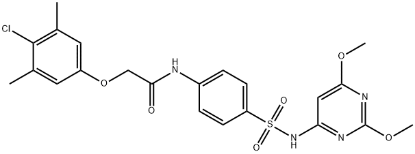 2-(4-chloro-3,5-dimethylphenoxy)-N-(4-{[(2,6-dimethoxy-4-pyrimidinyl)amino]sulfonyl}phenyl)acetamide Struktur