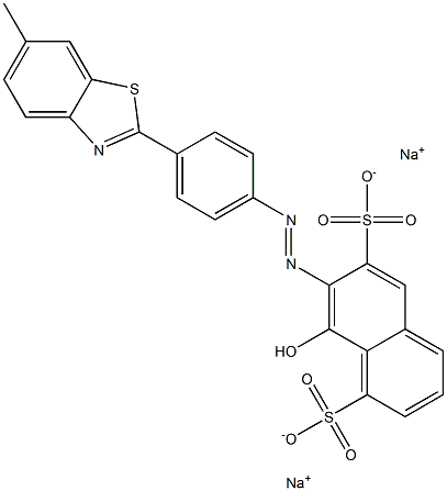 1,6-Naphthalenedisulfonic acid, 8-hydroxy-7-[[4-(6-methyl-2-benzothiazolyl)phenyl]azo]-, disodium salt Struktur