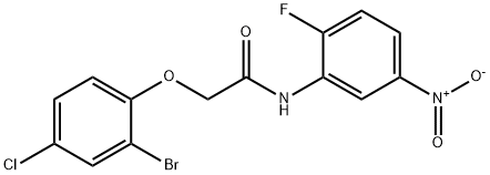 2-(2-bromo-4-chlorophenoxy)-N-(2-fluoro-5-nitrophenyl)acetamide Struktur