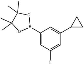 2-(3-cyclopropyl-5-fluorophenyl)-4,4,5,5-tetramethyl-1,3,2-dioxaborolane Struktur