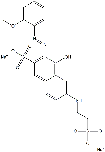 2-Naphthalenesulfonic acid, 4-hydroxy-3-[(2-methoxyphenyl)azo]-6-[(2-sulfoethyl)amino]-, disodium salt Struktur