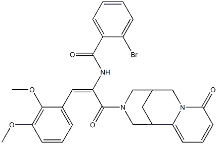 2-bromo-N-{2-(2,3-dimethoxyphenyl)-1-[(6-oxo-7,11-diazatricyclo[7.3.1.0~2,7~]trideca-2,4-dien-11-yl)carbonyl]vinyl}benzamide Struktur