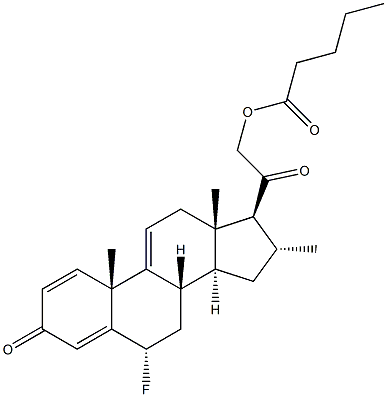 6 alpha-Fluoro-16 alpha-methyl-21-valeryloxy-1,4,9(11)-pregnatriene-3,20-dione Struktur