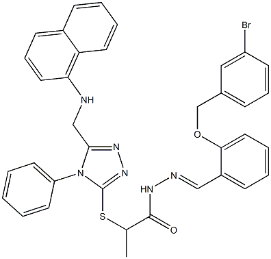 N'-{2-[(3-bromobenzyl)oxy]benzylidene}-2-({5-[(1-naphthylamino)methyl]-4-phenyl-4H-1,2,4-triazol-3-yl}sulfanyl)propanohydrazide Struktur