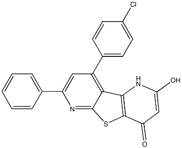 9-(4-chlorophenyl)-2-hydroxy-7-phenylpyrido[2',3':4,5]thieno[2,3-b]pyridin-4(1H)-one Struktur