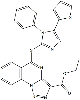 ethyl 5-{[4-phenyl-5-(2-thienyl)-4H-1,2,4-triazol-3-yl]sulfanyl}[1,2,3]triazolo[1,5-a]quinazoline-3-carboxylate Struktur