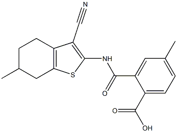 2-{[(3-cyano-6-methyl-4,5,6,7-tetrahydro-1-benzothien-2-yl)amino]carbonyl}-4-methylbenzoic acid Struktur