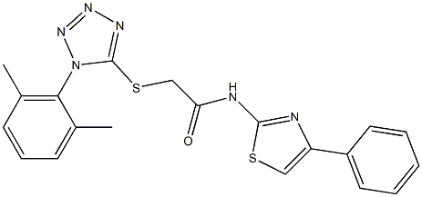 2-{[1-(2,6-dimethylphenyl)-1H-tetraazol-5-yl]sulfanyl}-N-(4-phenyl-1,3-thiazol-2-yl)acetamide Struktur