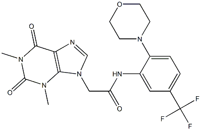 2-(1,3-dimethyl-2,6-dioxo-1,2,3,6-tetrahydro-9H-purin-9-yl)-N-[2-(4-morpholinyl)-5-(trifluoromethyl)phenyl]acetamide Struktur