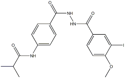 N-(4-{[2-(3-iodo-4-methoxybenzoyl)hydrazino]carbonyl}phenyl)-2-methylpropanamide Struktur