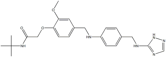 N-(tert-butyl)-2-[2-methoxy-4-({4-[(1H-1,2,4-triazol-5-ylamino)methyl]anilino}methyl)phenoxy]acetamide Struktur