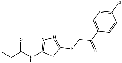 N-(5-{[2-(4-chlorophenyl)-2-oxoethyl]sulfanyl}-1,3,4-thiadiazol-2-yl)propanamide Struktur