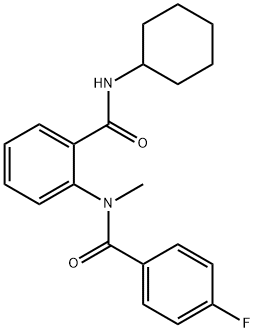 N-cyclohexyl-2-[(4-fluorobenzoyl)(methyl)amino]benzamide Struktur