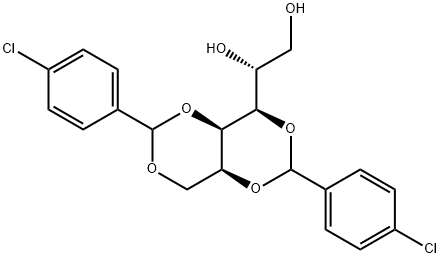 (1R)-1-[(4R,4aR,8aS)-2,6-bis(4-chlorophenyl)-hexahydro-[1,3]dioxino[5,4-d][1,3]dioxin-4-yl]ethane-1,2-diol Struktur