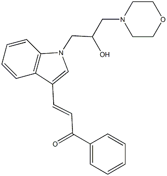 3-{1-[2-hydroxy-3-(4-morpholinyl)propyl]-1H-indol-3-yl}-1-phenyl-2-propen-1-one Struktur