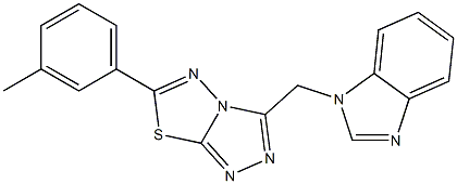 1-{[6-(3-methylphenyl)[1,2,4]triazolo[3,4-b][1,3,4]thiadiazol-3-yl]methyl}-1H-benzimidazole Struktur